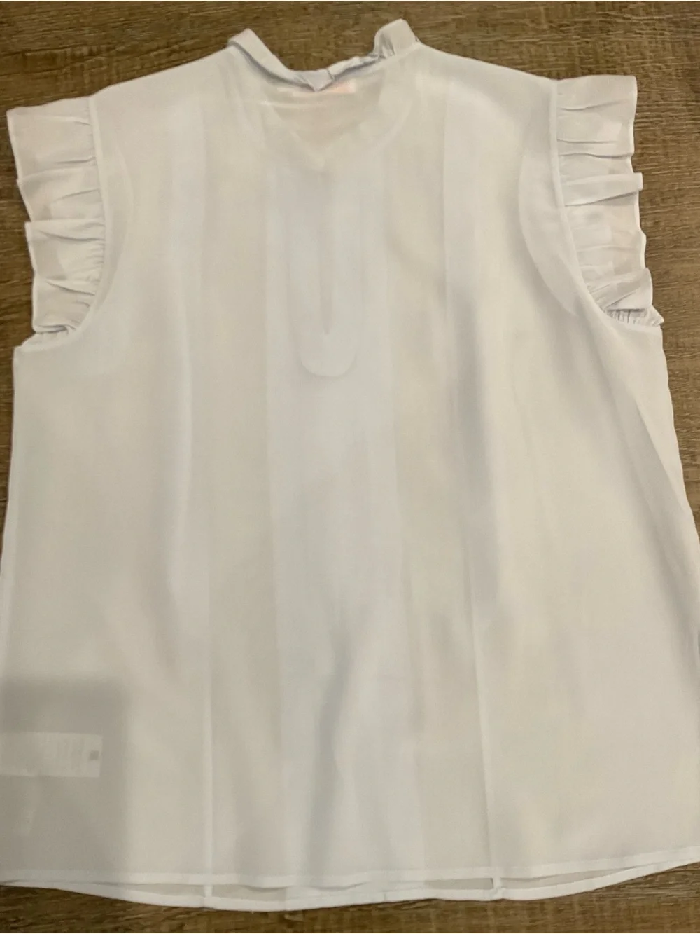 Tory Burch Pale Blue Ruffle Collar Silk Blouse with Gold Logo Button